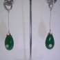 Long earrings with green jade drop