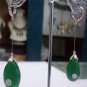 Long earrings with green jade drop