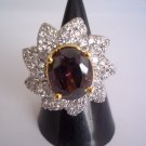 RING- Zircons & Wine colored stone