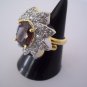 RING- Zircons & Wine colored stone