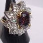 RING- Zircons & Wine colored stone