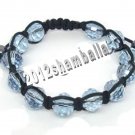 Shamballa Bracelet black cord with transparent blue crystal beads
