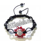Shamballa Bracelet Red and Black crystal beads - Main Diamond Bead