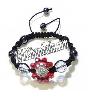 Shamballa Bracelet Red and Black crystal beads - Main Diamond Bead