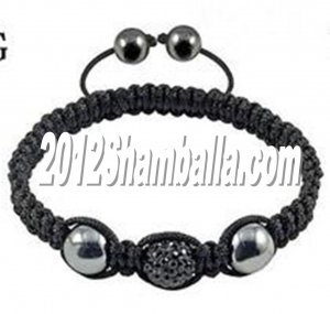 Shamballa Bracelet One Shining Rhinestone - Black