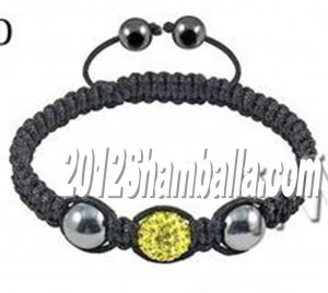 Shamballa Bracelet One Shining Rhinestone - Yellow