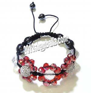 Shamballa Bracelet Black and Red Diamond Rhinestone Design