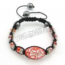 Shamballa Bracelet Red Crystal and Lampworks Design