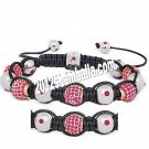 Shamballa Bracelet Red Crystal and Lampworks Design