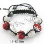 Shamballa Bracelet  Clear and Red Shining Diamond