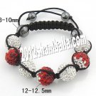 Shamballa Bracelet  Clear and Red Shining Diamond