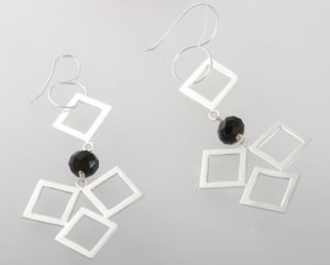 Mexican Sterling Silver 925 Silver Earrings Squares Collection (color may vary)