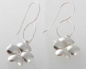 Mexican Sterling Silver 925 Silver Earrings Four Hearts