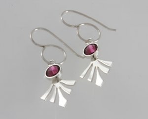 Mexican Sterling Silver 925 Silver Earrings Coraz&Atilde;&sup3;n de Hierro Collection Colored stone