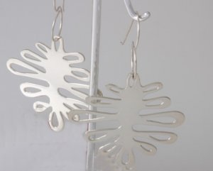 Mexican Sterling Silver 925 Silver Earrings, "Abstracto" Collection, "Marino"