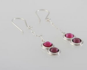 Mexican Sterling Silver 925 Silver Earrings, Colored stone (It may vary).