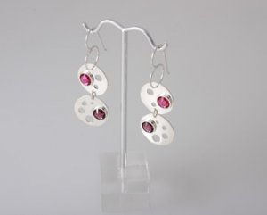 Mexican Sterling Silver 925 Silver Earrings "Fibonacci" Collection Double.