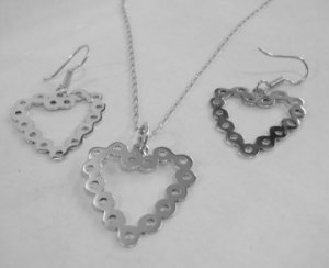Mexican Sterling Silver 925 Silver Earrings Hearts with circles.