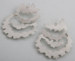 Mexican Sterling Silver 925 Silver Earrings "Nuvo" Collection Large