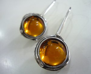 Mexican Sterling Silver 925 Silver Earrings, Colored stone (It may vary).