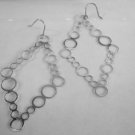Mexican Sterling Silver 925 Silver Earrings rhombus shaped with circles