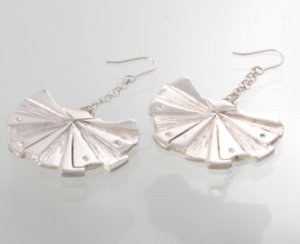 Mexican Sterling Silver 925 Silver Earrings. "Peacock" Collection.