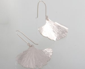 Mexican Sterling Silver Earrings with the shape of the Ginko leaves.