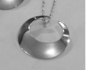 Mexican Sterling Silver 925 Silver Pendant Half Moon.