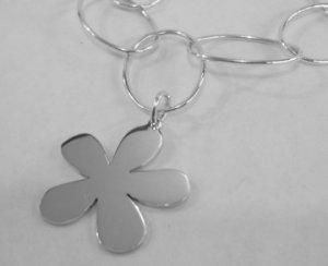 Mexican Sterling Silver 925 Silver Flower Pendant, with silver chain.