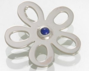 Mexican Sterling Silver 925 Silver Pendant "Flor" Collection with chain and with lapislazuli