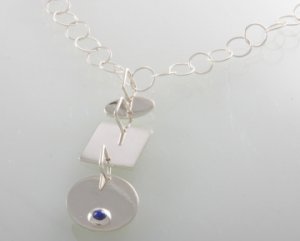 Mexican Sterling Silver 925 Silver Pendant Geo Collection with lapislazuli