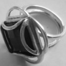 Mexican Sterling Silver 925 Silver Ring with Cristal or Stone and bevel edge.