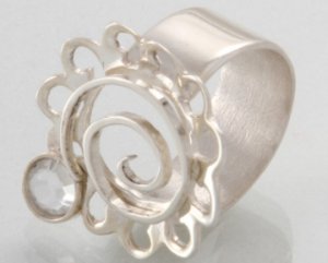 Mexican Sterling Silver 925 Silver Ring "Paliacates" Collection with crystal