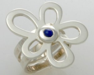 Mexican Sterling Silver 925 Silver Ring "Flor" Collection with lapislazuli