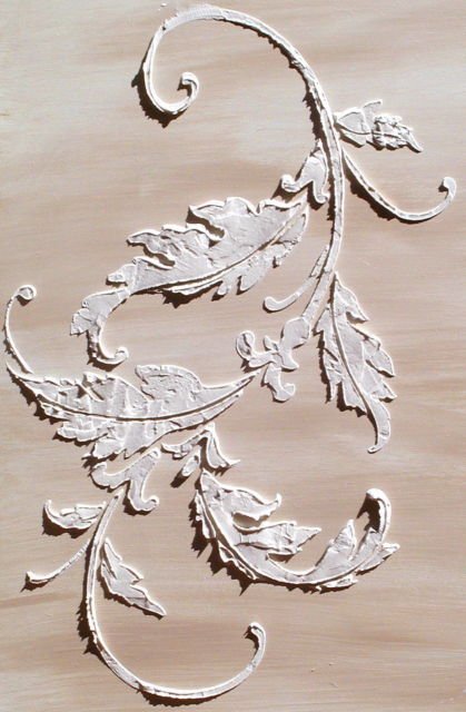 Raised Plaster Acanthus Flourish Wall Stencil, Painting Stencil