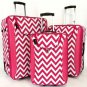 3Pc Luggage Set Travel Bag Rolling Wheel CarryOn Expandable Upright Chevron Pink