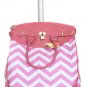 19" Computer/Laptop Bag Tote Duffel Rolling Wheel Case Purse Tablet Chevron Pink