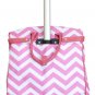 19" Computer/Laptop Bag Tote Duffel Rolling Wheel Case Purse Tablet Chevron Pink
