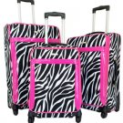 3Pc Luggage Set Travel Bag Rolling 4Wheel Spinner CarryOn Expandable Zebra Pink
