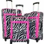 3Pc Luggage Set Travel Bag Rolling 4Wheel Spinner CarryOn Expandable Zebra Pink