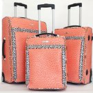 3Pc Luggage Set Travel Bag Rolling Lrg Wheel CarryOn Expandable Ostrich Orange