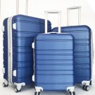3Pc Luggage Set Hardside Rolling 4Wheel Spinner Upright CarryOn Travel Blue Navy