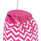 19" Computer/Laptop Bag Tote Duffel Rolling Wheel Case Purse Tablet Chevron Pink