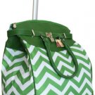 19"Computer/Laptop Bag Tote Duffel Rolling Wheel Case Purse Tablet Chevron Green