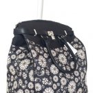 19" Computer/Laptop Bag Tote Duffel Rolling Wheel Case Purse Tablet Flower Black