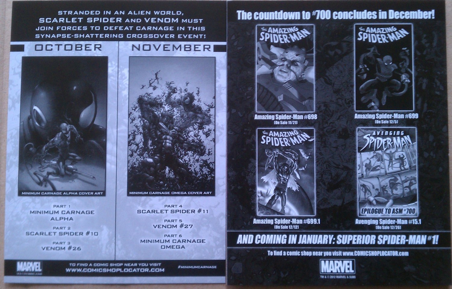 Spider-Man Marvel Comics Promo Flyer set of 2