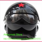 TK Chinese Military Air Force Jet Pilot Open Face Motorcycle Black Helmet & Visor Free