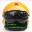 TK Chinese Military Air Force Jet Pilot Open Face Motorcycle Yellow Helmet & Visor Free