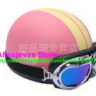 P.37 ABS Half Bol Cycling Open Face Motorcycle Matt Pink # Yellow Helmet Casco Casque & Goggles