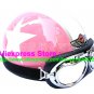 P.42 ABS Half Bol Cycling Open Face Motorcycle Pink # White Star Helmet Casco Casque & Goggles